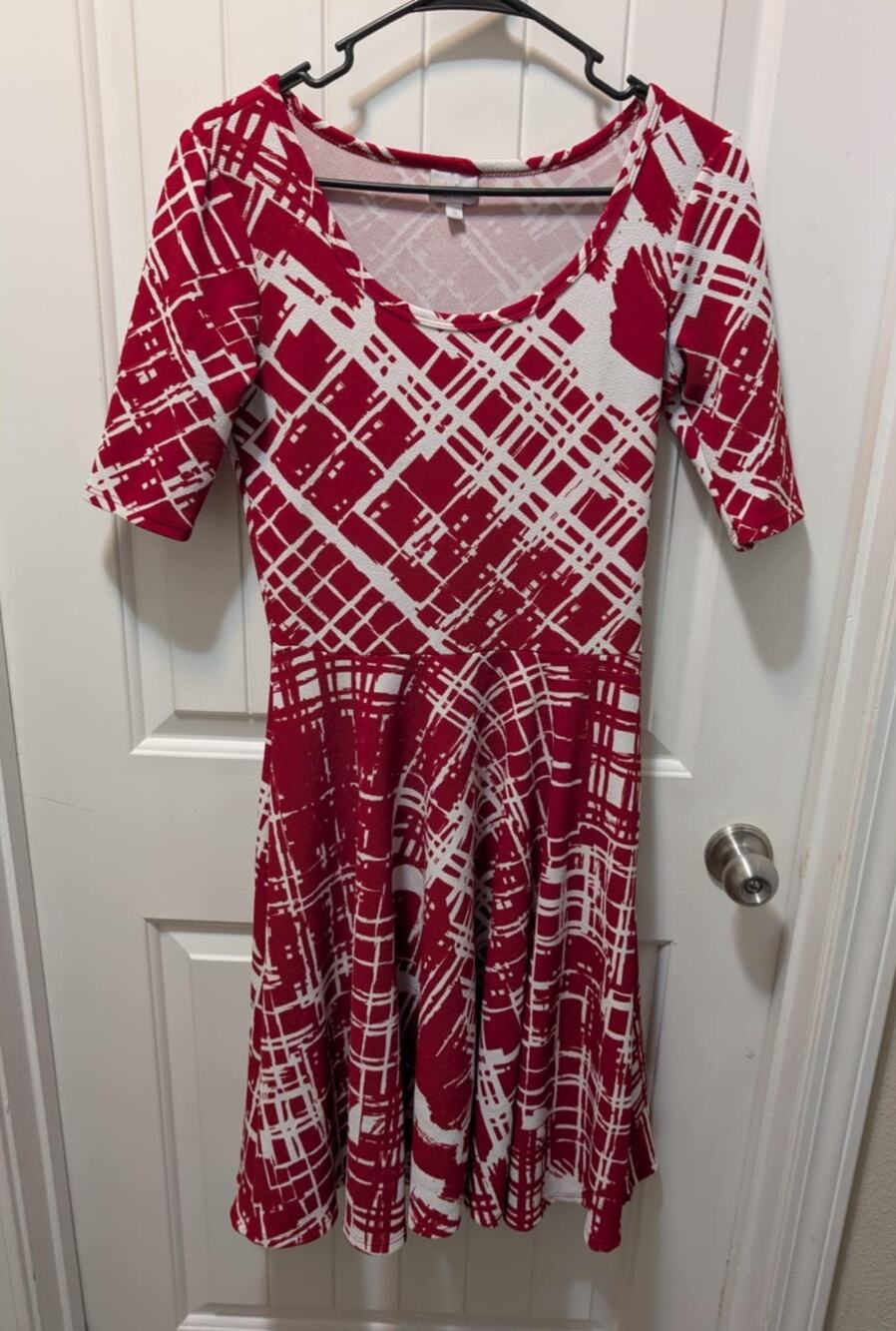 Lularoe Womens S Nicole Knee-length Dress Red White Valentines Casual Work